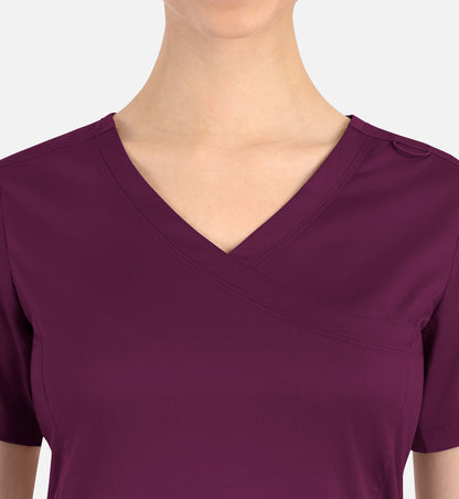 Matrix 3701 Women’s Curved Mock Wrap Top Wine