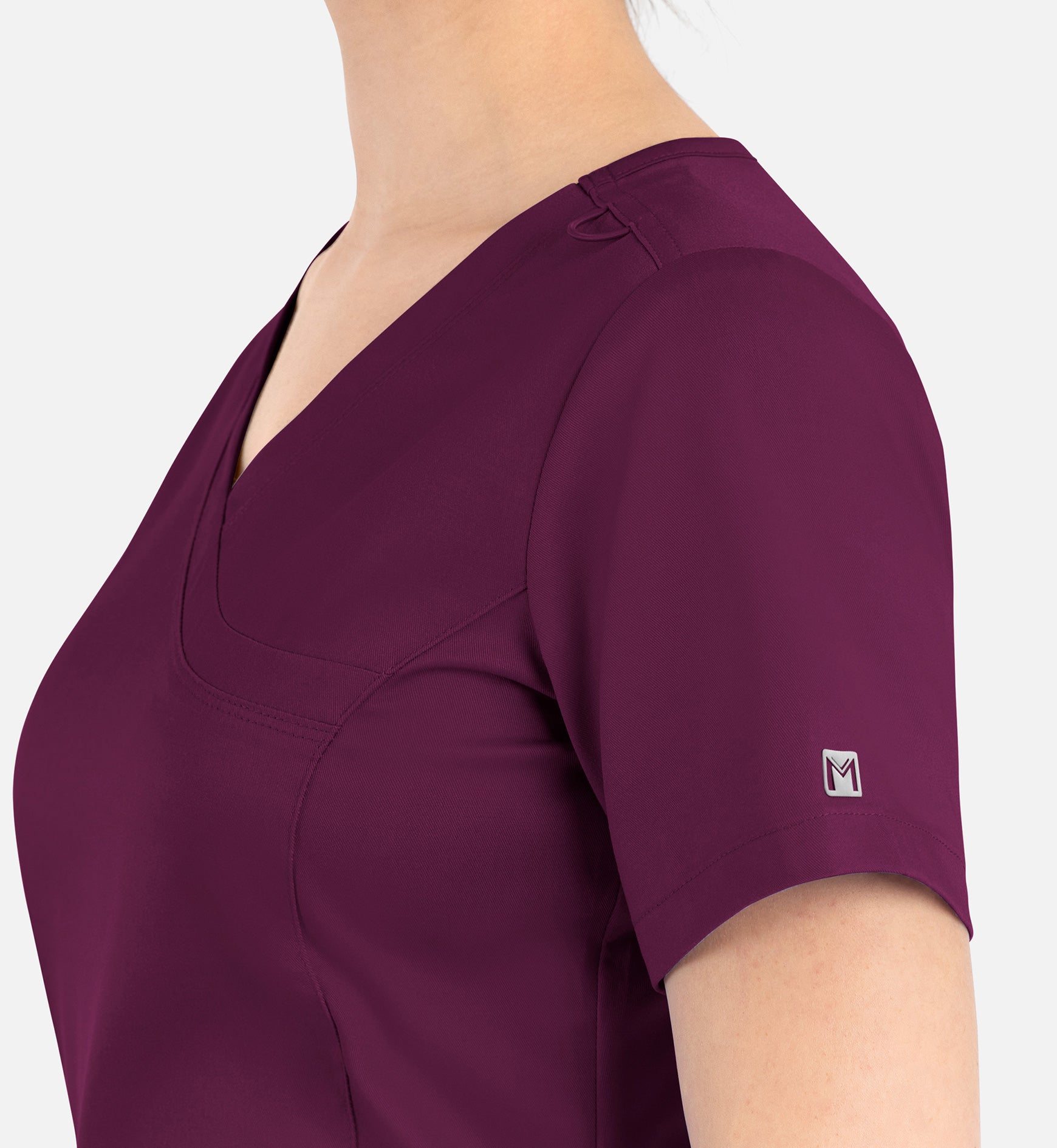 Matrix 3701 Women’s Curved Mock Wrap Top Wine