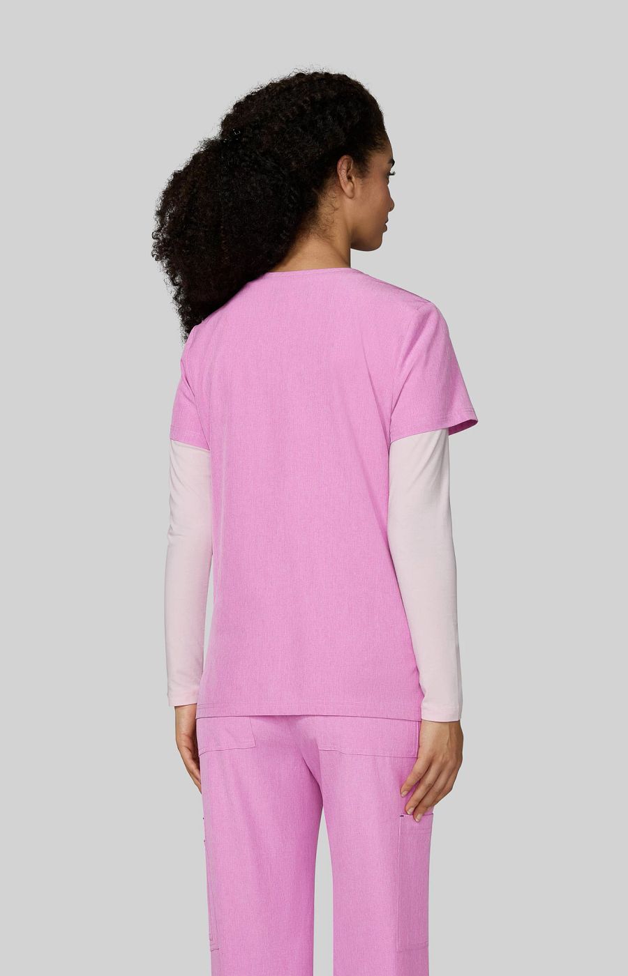 Basics Becca Women's 4-Pocket Stretch Scrub Top Heather Pansy