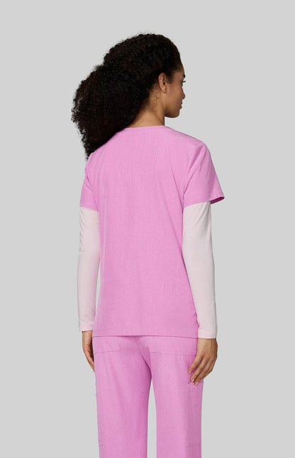 Basics Becca Women's 4-Pocket Stretch Scrub Top Heather Pansy