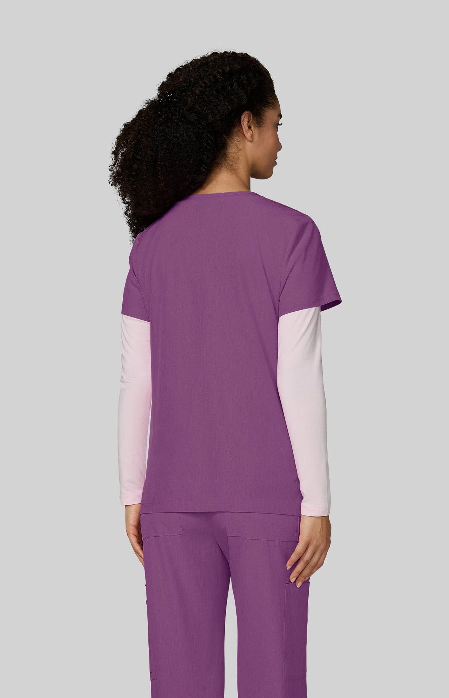 Basics Becca Women's 4-Pocket Stretch Scrub Top Heather Violet