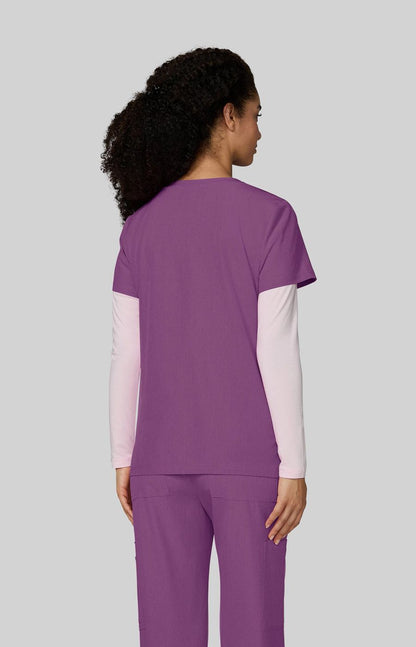Basics Becca Women's 4-Pocket Stretch Scrub Top Heather Violet