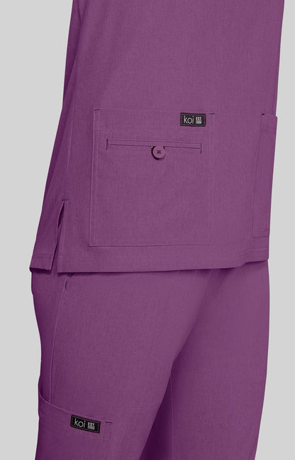 Basics Becca Women's 4-Pocket Stretch Scrub Top Heather Violet