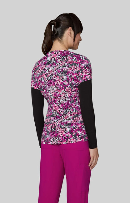Basics Leslie Women's 2-Pocket Stretch Print Top Ditsy Camo