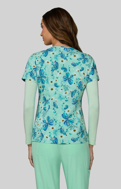 Basics Leslie Women's 2-Pocket Stretch Print Top Spring Sprung