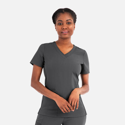 Matrix Pro 3901 Women’s Layered V-Neck Top Heather Grey