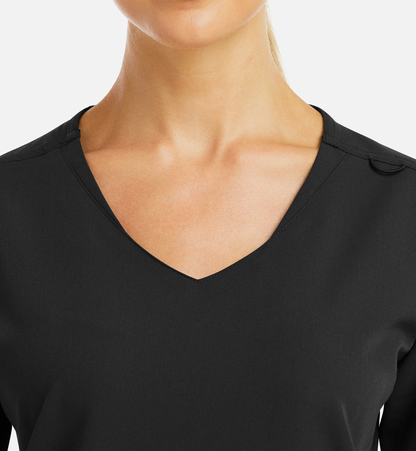 Matrix Pro 3902 Women’s Curved V-Neck Top with Metallic Detail Black