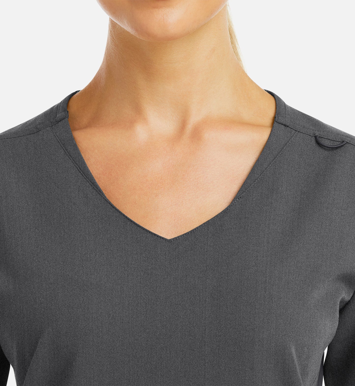 Matrix Pro 3902 Women’s Curved V-Neck Top with Metallic Detail Heather Grey