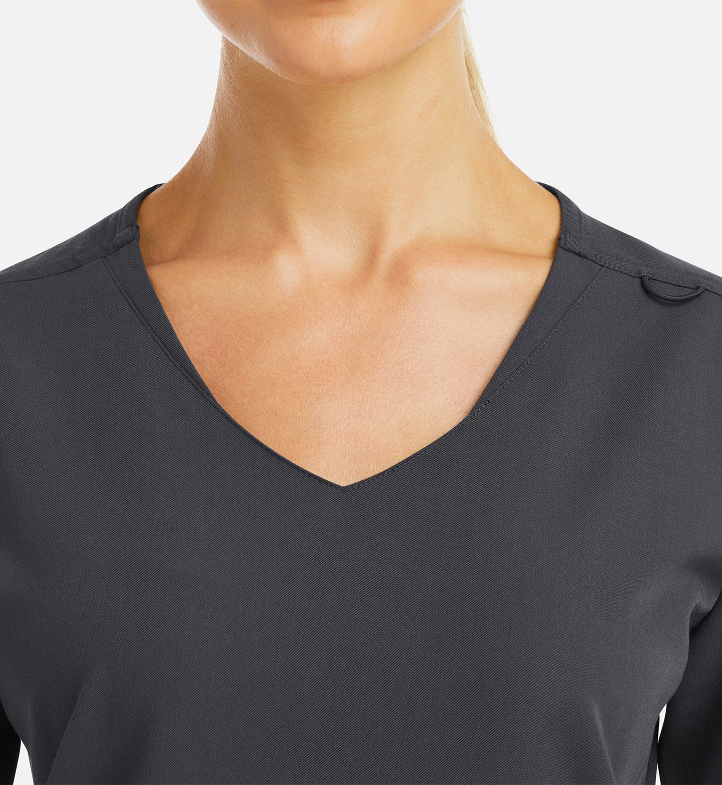 Matrix Pro 3902 Women’s Curved V-Neck Top with Metallic Detail Pewter