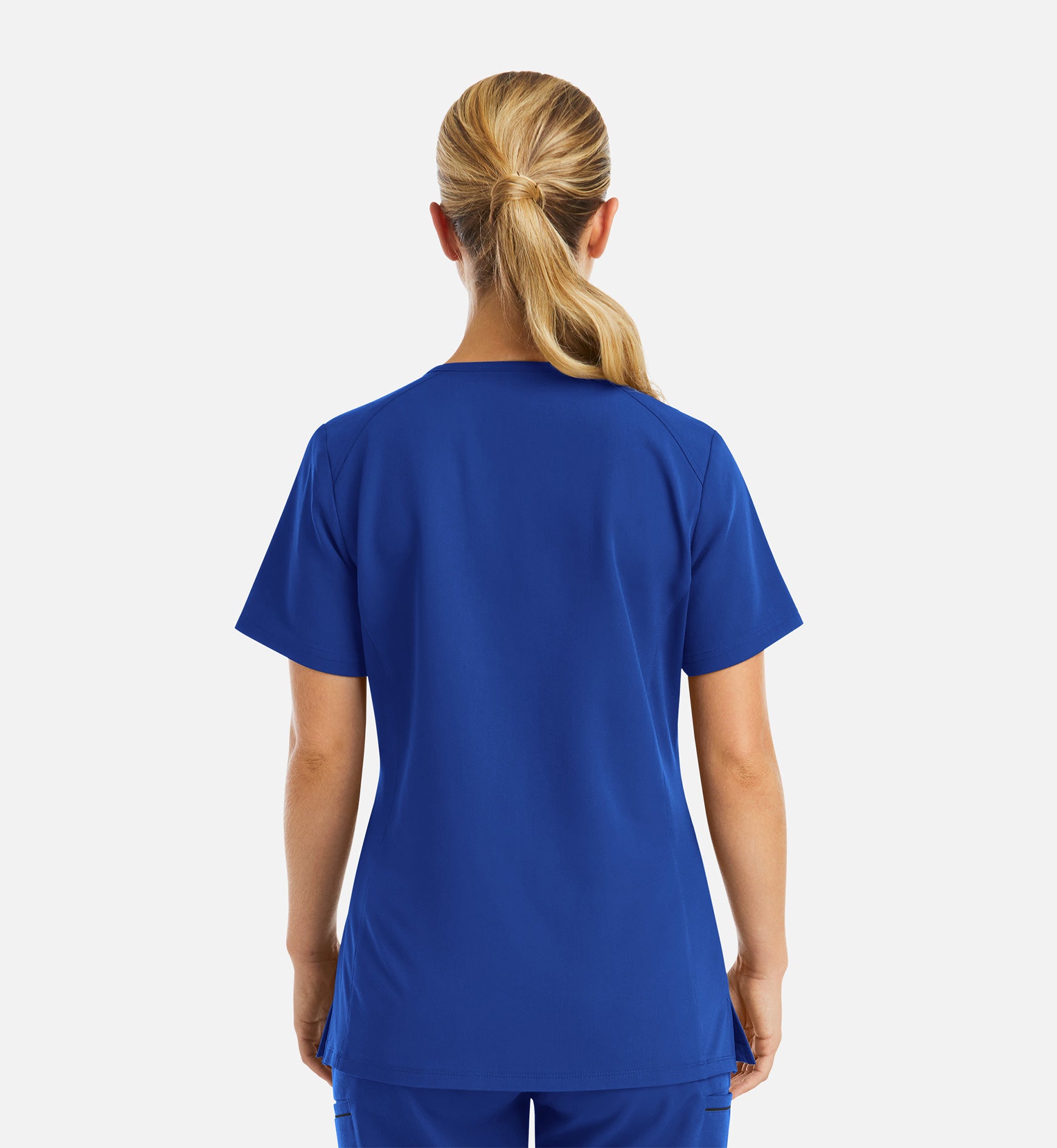 Matrix Pro 3902 Women’s Curved V-Neck Top with Metallic Detail Royal Blue