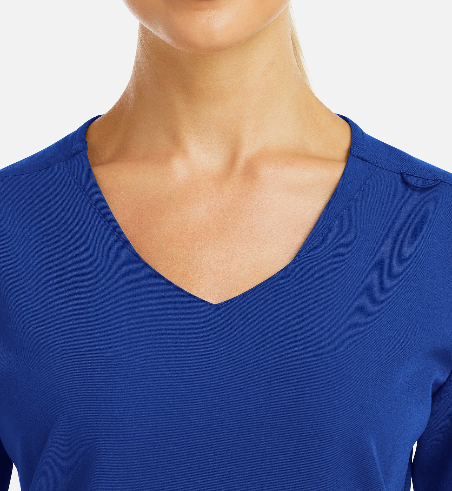 Matrix Pro 3902 Women’s Curved V-Neck Top with Metallic Detail Royal Blue