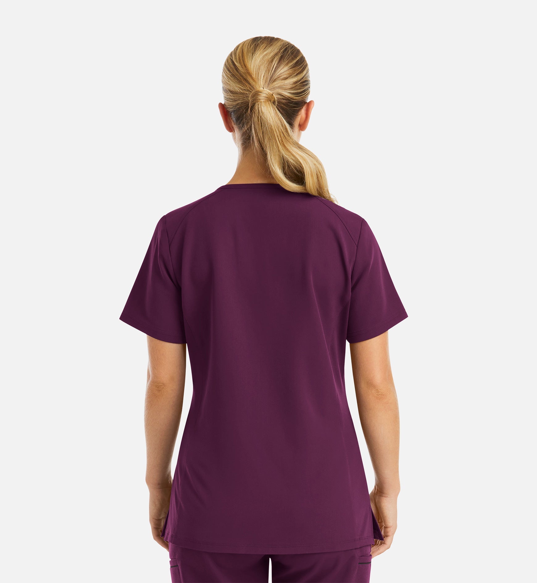 Matrix Pro 3902 Women's Curved V-Neck Top With Metallic Detail Wine