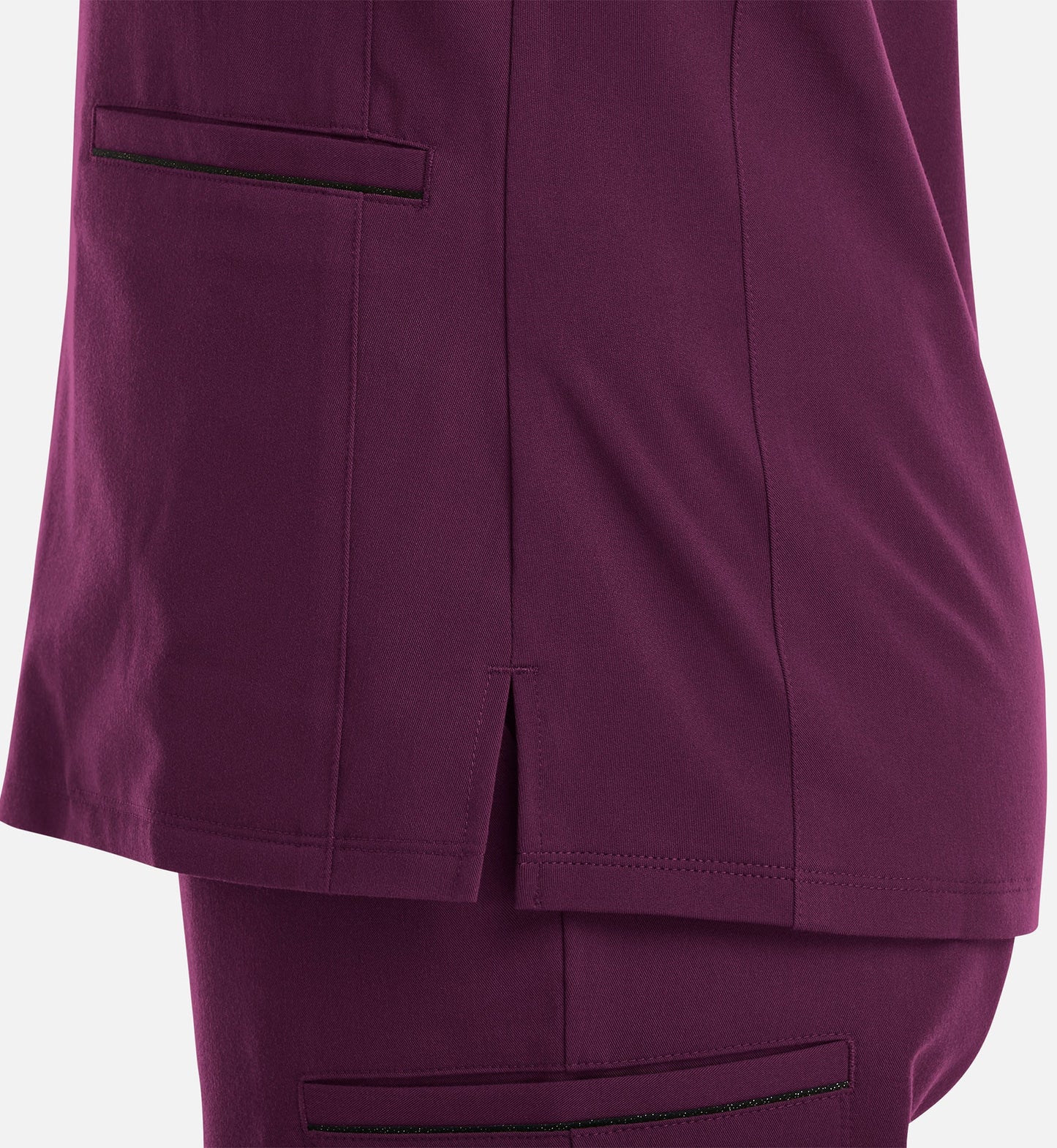 Matrix Pro 3902 Women's Curved V-Neck Top With Metallic Detail Wine