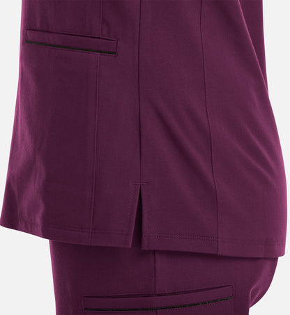 Matrix Pro 3902 Women's Curved V-Neck Top With Metallic Detail Wine