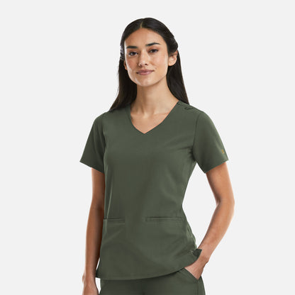 Matrix Pro 3903 Women’s Curved V-Neck Top Olive