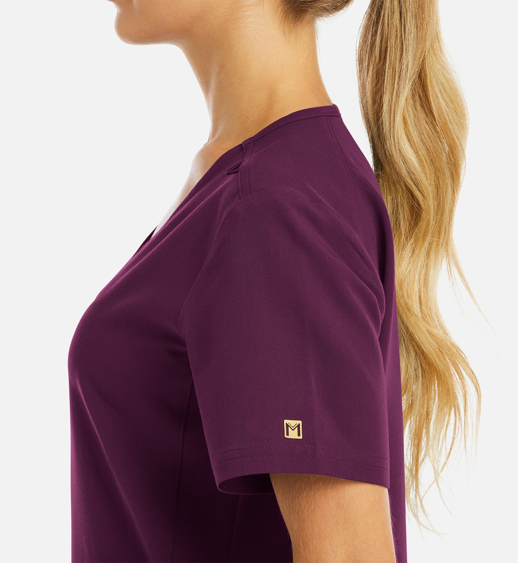 Matrix Pro 3903 Women's Curved V-Neck Top Wine