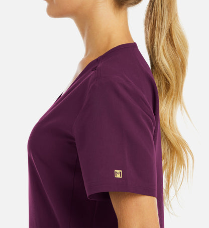 Matrix Pro 3903 Women's Curved V-Neck Top Wine
