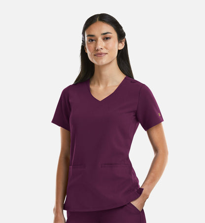 Matrix Pro 3903 Women's Curved V-Neck Top Wine