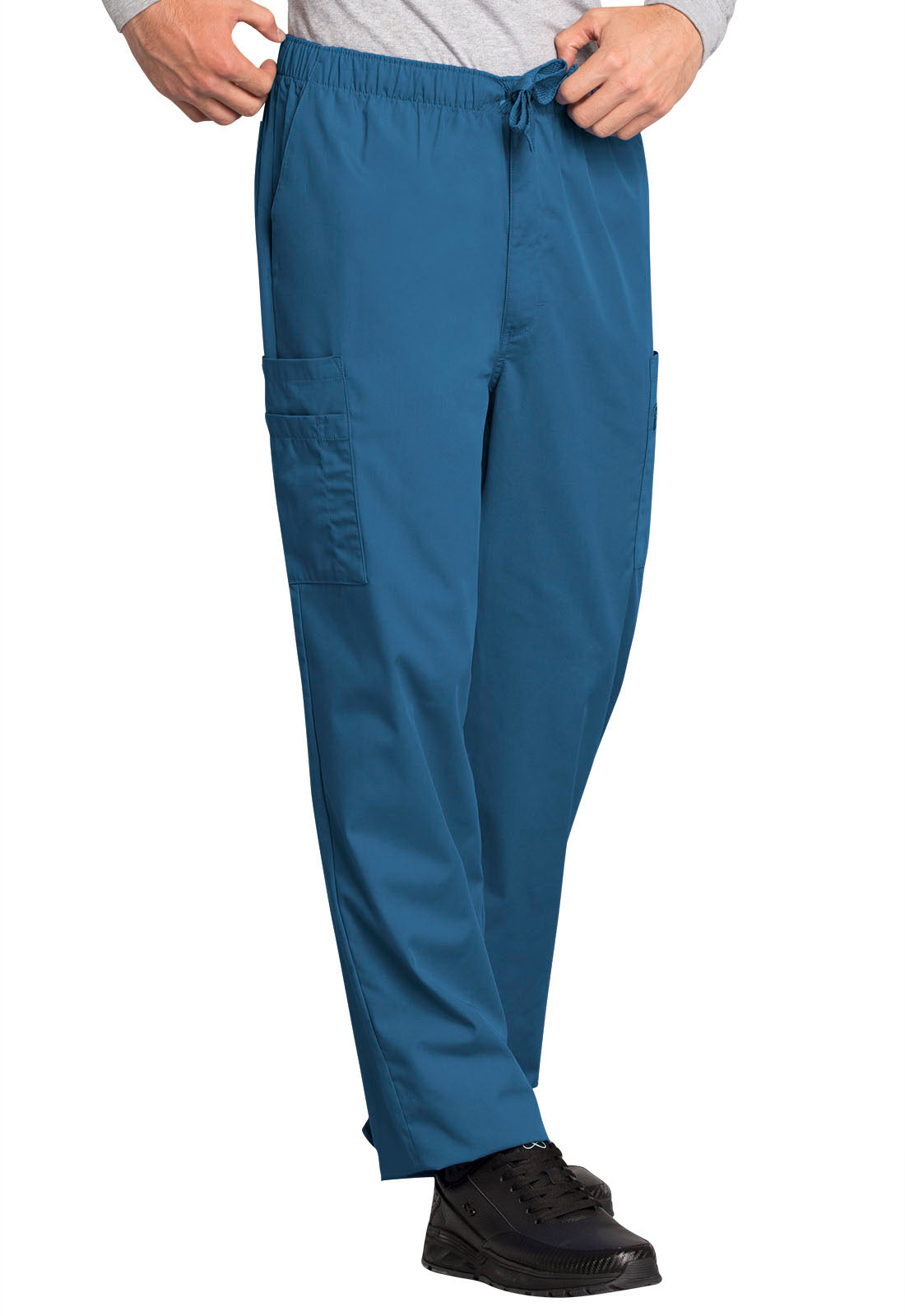 Originals 4000 Men's Fly Front Cargo Pants Caribbean Blue Model Image Left Side | Cherokee Workwear