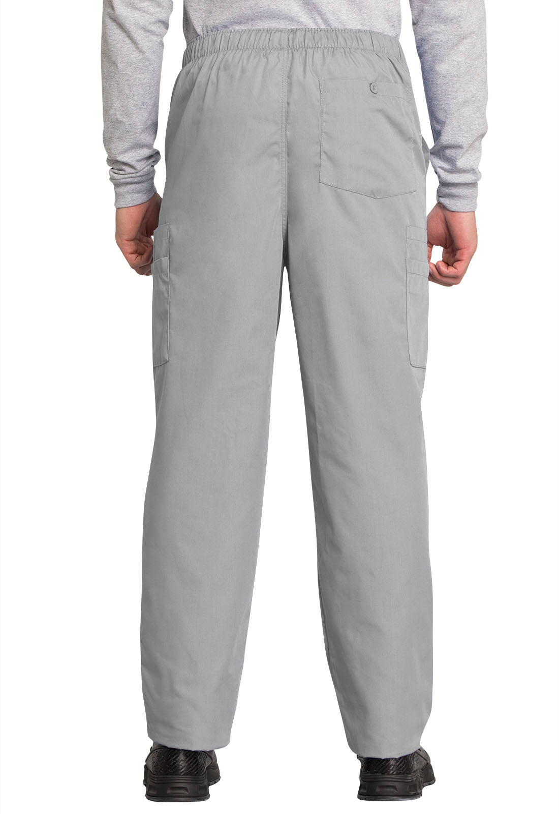 Originals 4000 Men's Fly Front Cargo Pants Grey Model Image Back | Cherokee Workwear