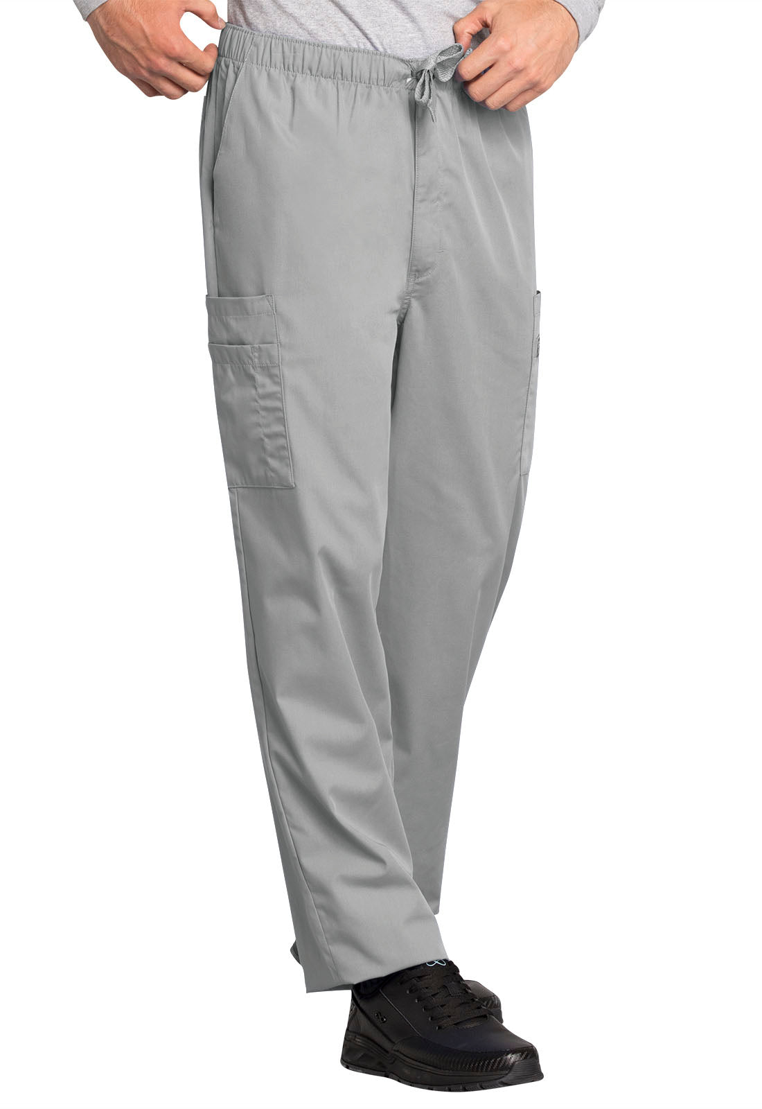 Originals 4000 Men's Fly Front Cargo Pants Grey Model Image Left Side | Cherokee Workwear