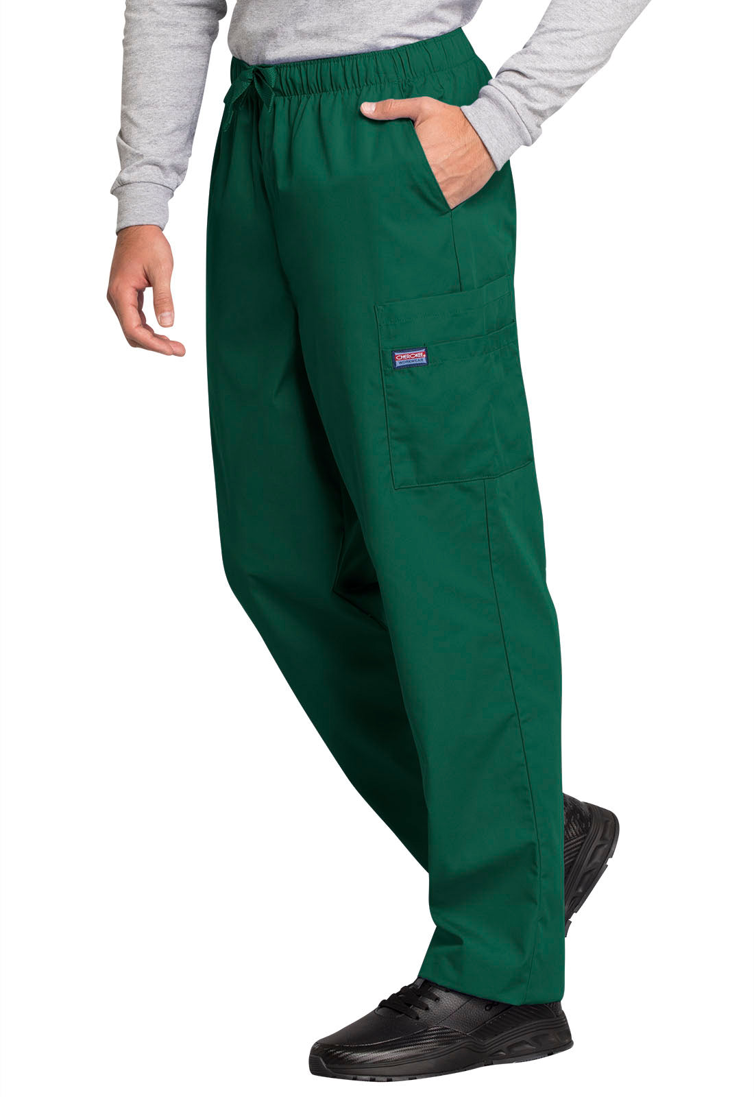 Originals 4000 Men's Fly Front Cargo Pants Hunter Green Model Image Right Side | Cherokee Workwear