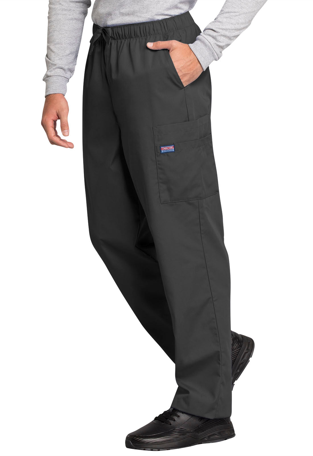 Originals 4000 Men's Fly Front Cargo Pants Pewter Model Image Right Side | Cherokee Workwear