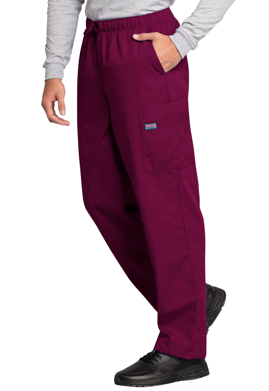 Originals 4000 Men's Fly Front Cargo Pants Wine Model Image Right Side | Cherokee Workwear