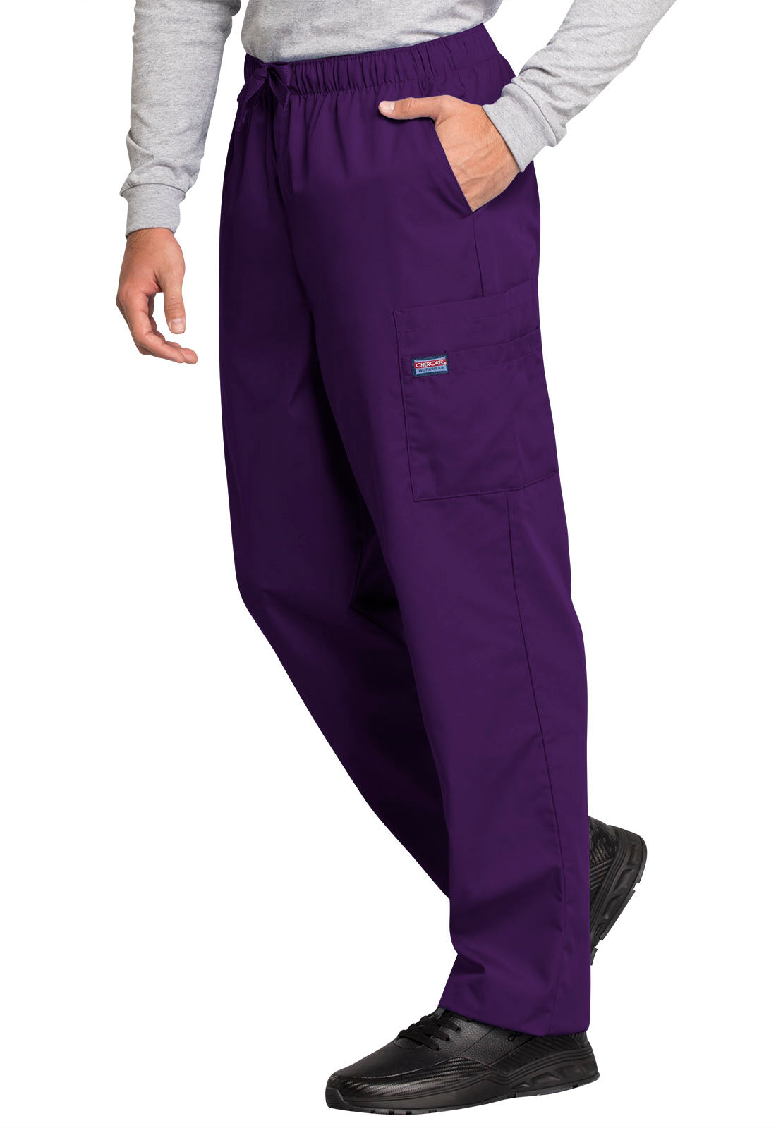 Originals 4000 Men's Fly Front Cargo Pants Eggplant Model Image Right Side | Cherokee Workwear