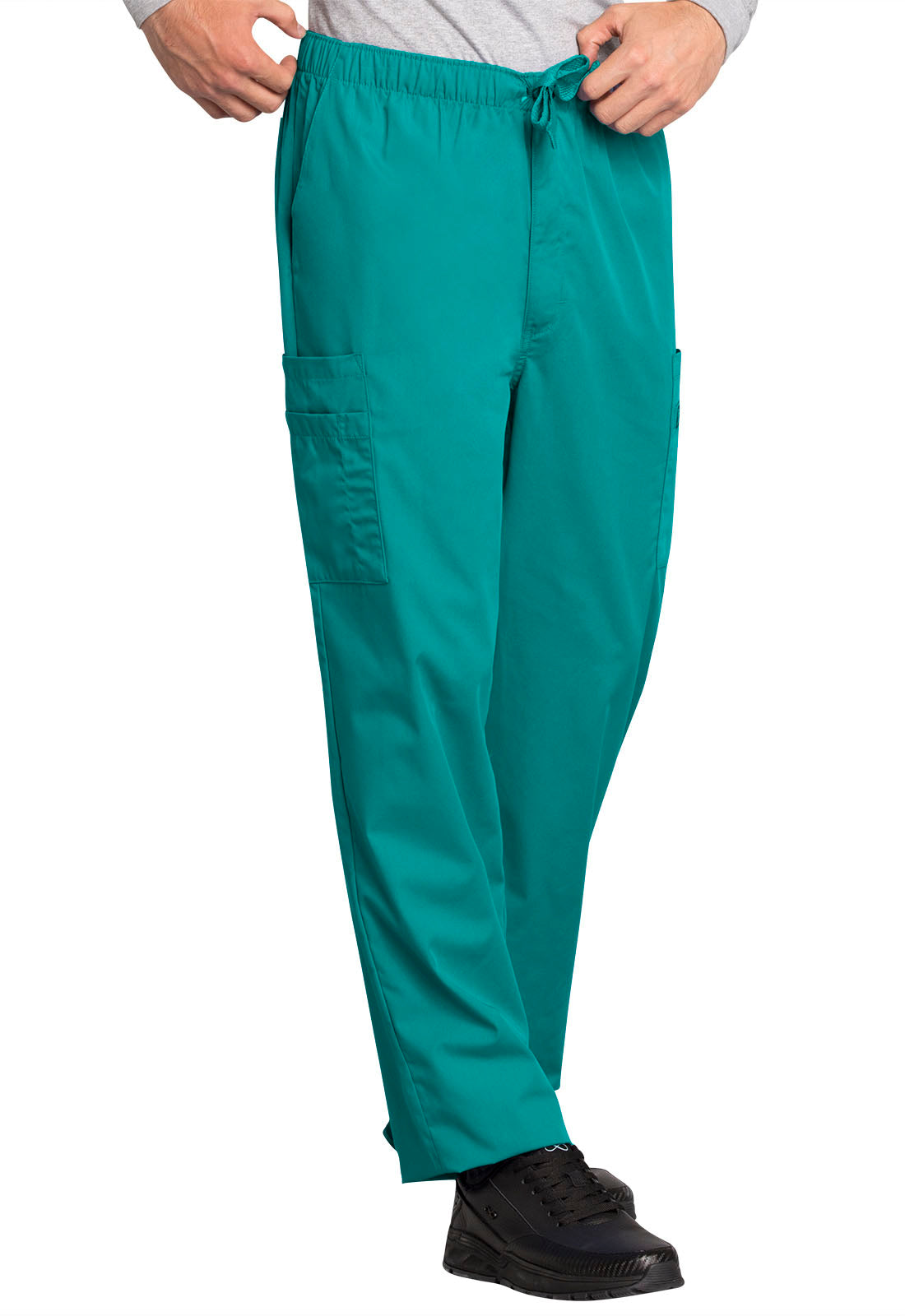 Originals 4000 Men's Fly Front Cargo Pants Teal Blue Model Image Left Side | Cherokee Workwear