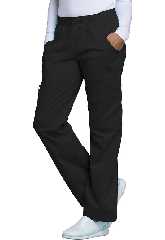 Core Stretch 4005 Mid Rise Pull-On Cargo Pants Black Model Image Right Side | Cherokee Workwear