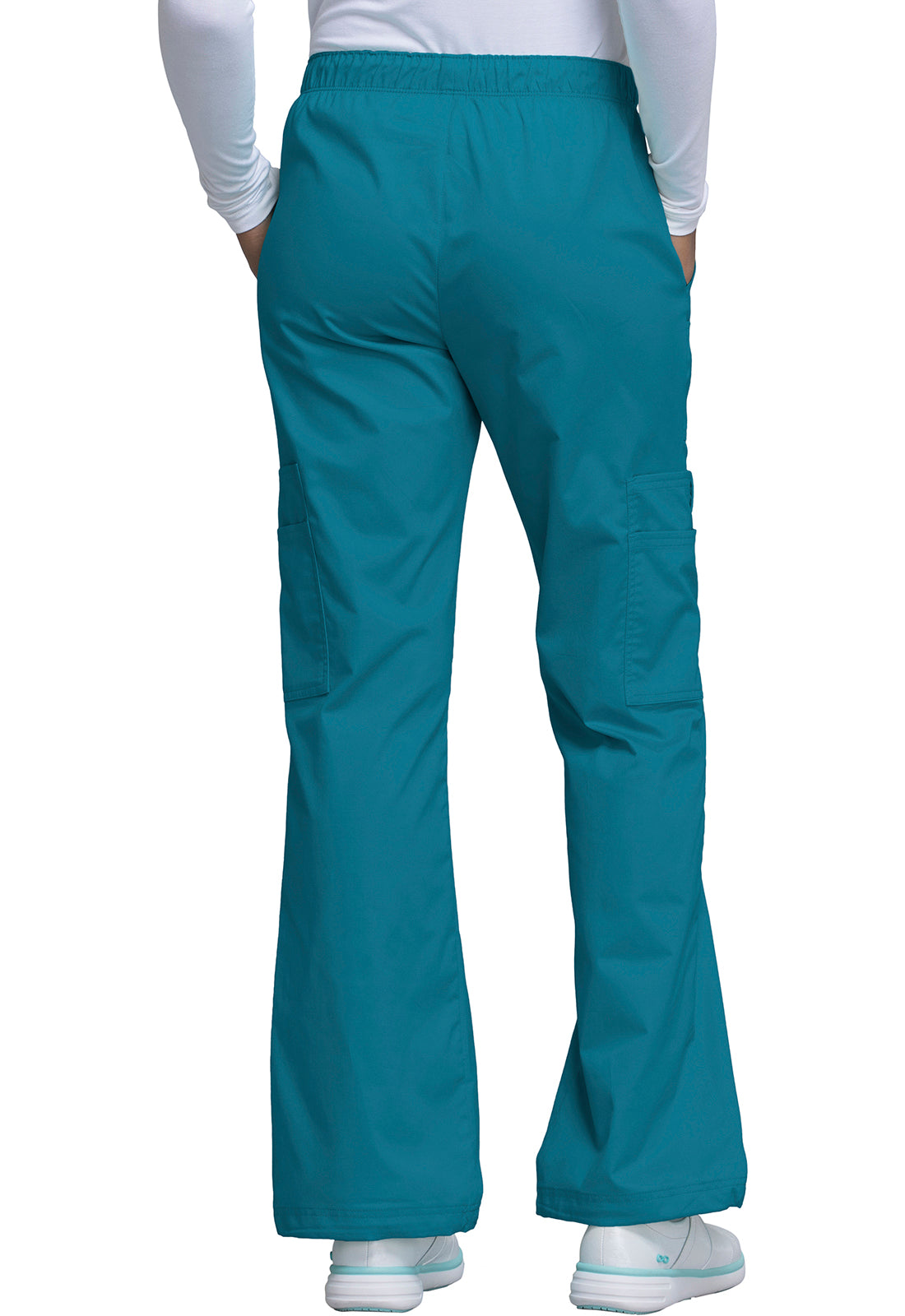 Core Stretch 4005 Mid Rise Pull-On Cargo Pants Caribbean Blue Model Image Back | Cherokee Workwear