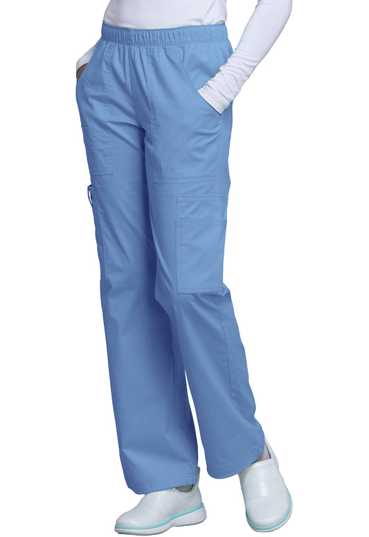 Core Stretch 4005 Mid Rise Pull-On Cargo Pants Ciel Model Image Front | Cherokee Workwear