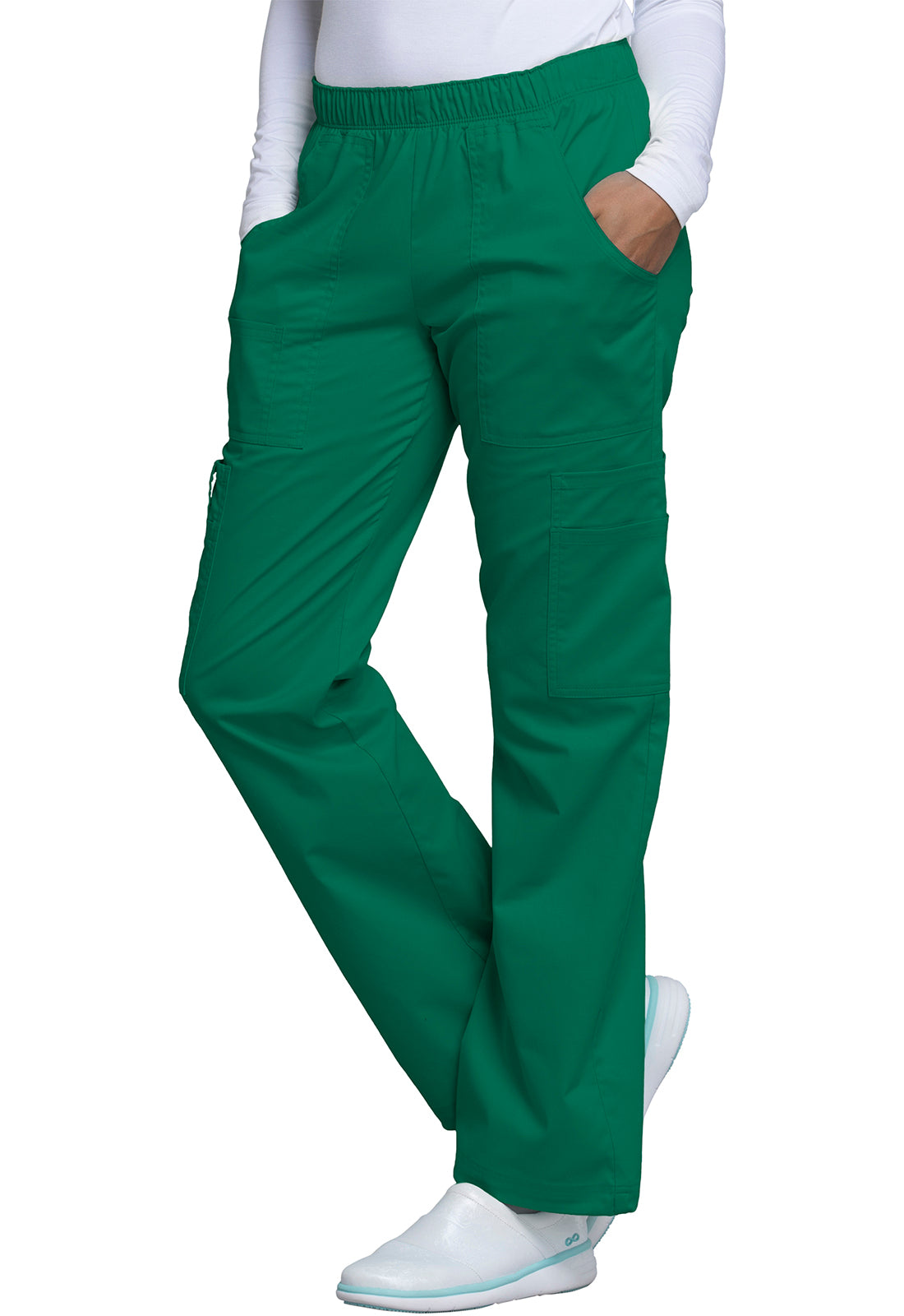 Core Stretch 4005 Mid Rise Pull-On Cargo Pants Hunter Green Model Image Right Side | Cherokee Workwear