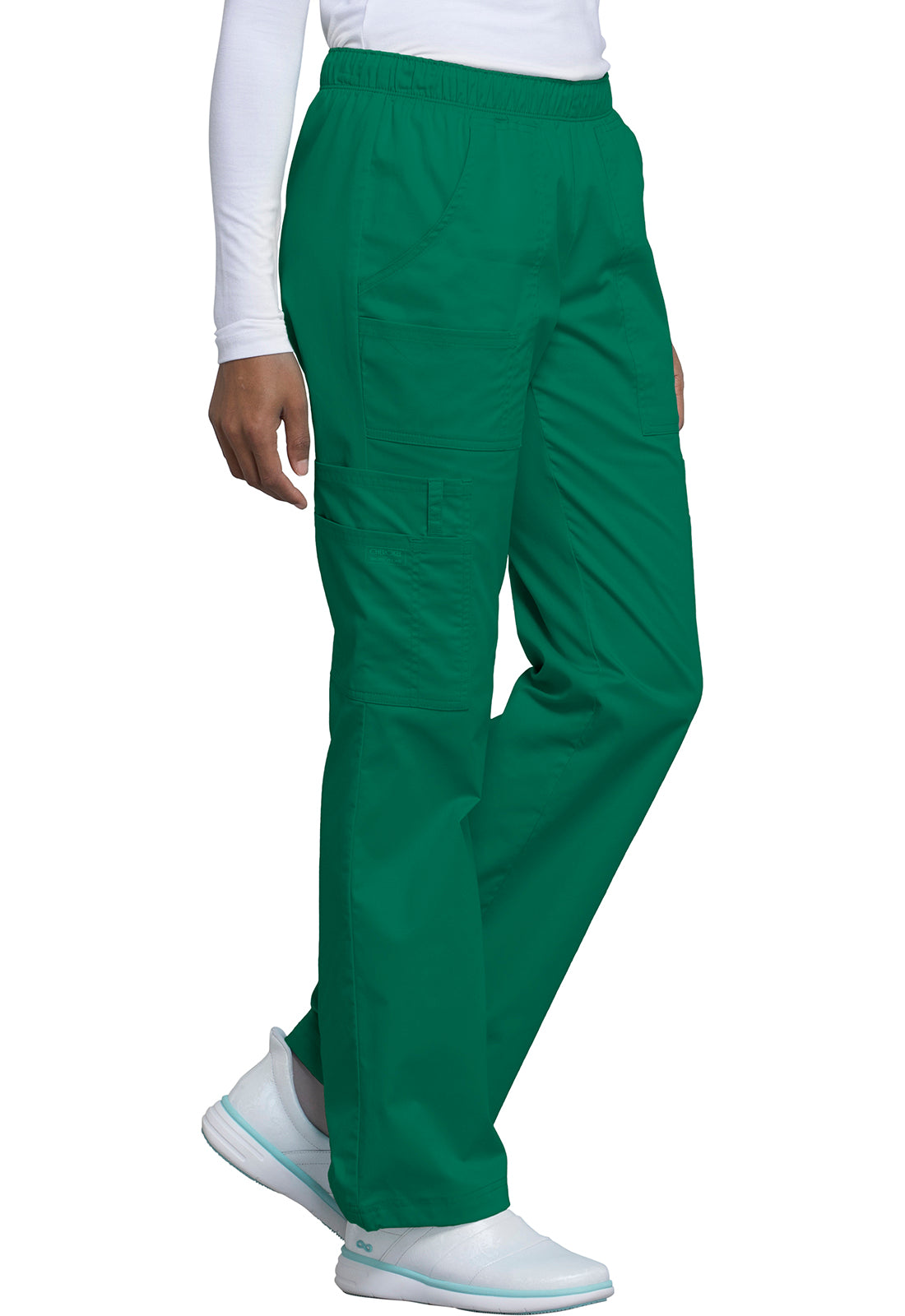 Core Stretch 4005 Mid Rise Pull-On Cargo Pants Hunter Green Model Image Left Side | Cherokee Workwear