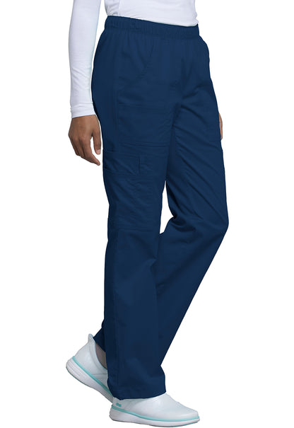 Core Stretch 4005 Mid Rise Pull-On Cargo Pants Navy Model Image Left Side | Cherokee Workwear