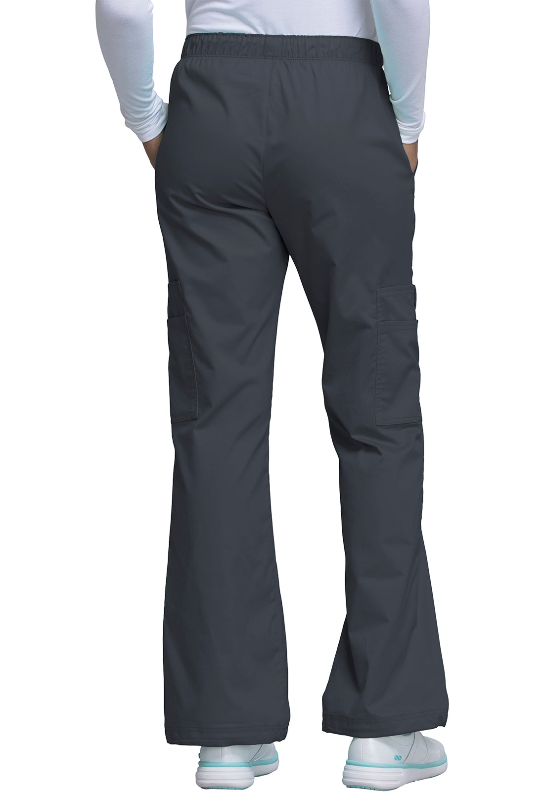 Core Stretch 4005 Mid Rise Pull-On Cargo Pants Pewter Model Image Back | Cherokee Workwear