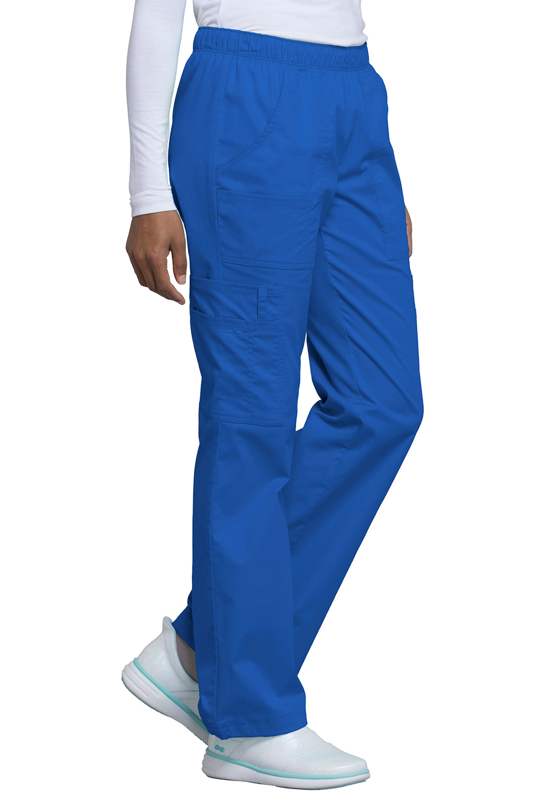 Core Stretch 4005 Mid Rise Pull-On Cargo Pants Royal Model Image Left Side | Cherokee Workwear