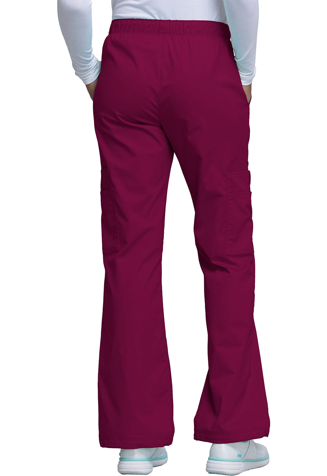 Core Stretch 4005 Mid Rise Pull-On Cargo Pants Wine Model Image Back | Cherokee Workwear