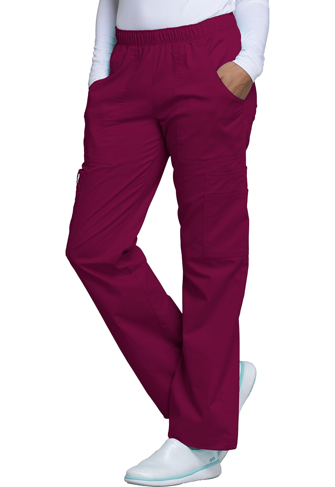 Core Stretch 4005 Mid Rise Pull-On Cargo Pants Wine Model Image Right Side | Cherokee Workwear