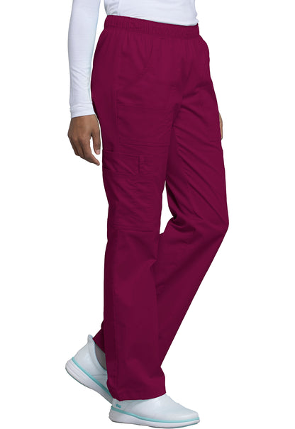 Core Stretch 4005 Mid Rise Pull-On Cargo Pants Wine Model Image Left Side | Cherokee Workwear