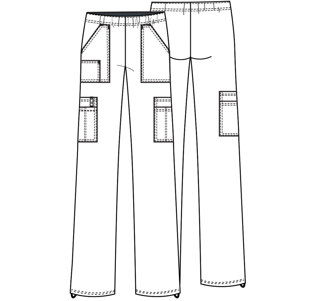 Workwear Core Stretch 4005 Women's Mid Rise Pull-On Cargo Scrub Pants White