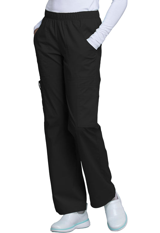 Workwear Core Stretch 4005 Women's Mid Rise Pull-On Cargo Scrub Pants Black