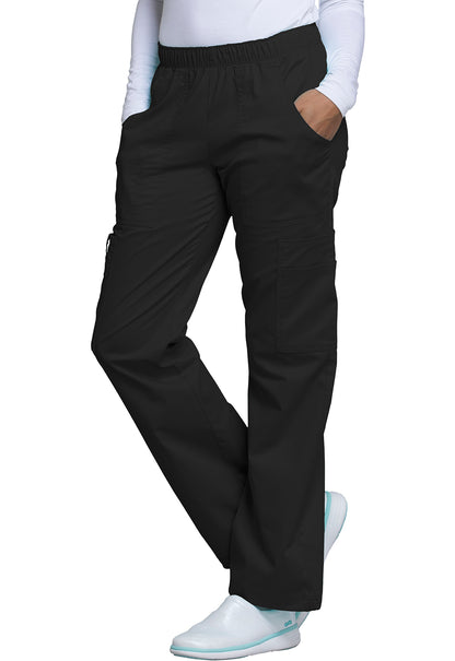 Workwear Core Stretch 4005 Women's Mid Rise Pull-On Cargo Scrub Pants Black