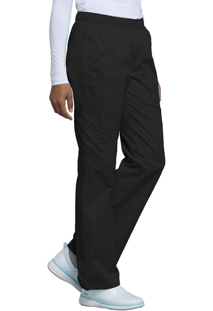Workwear Core Stretch 4005 Women's Mid Rise Pull-On Cargo Scrub Pants Black