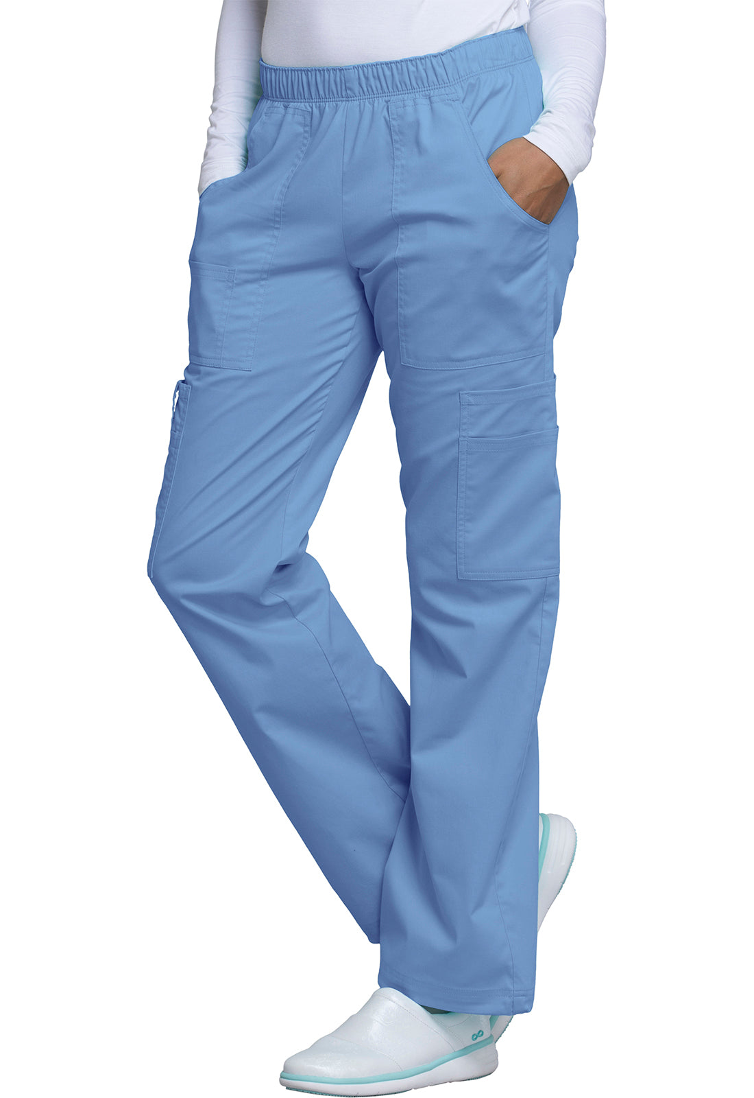 Workwear Core Stretch 4005 Women's Mid Rise Pull-On Cargo Scrub Pants Ciel