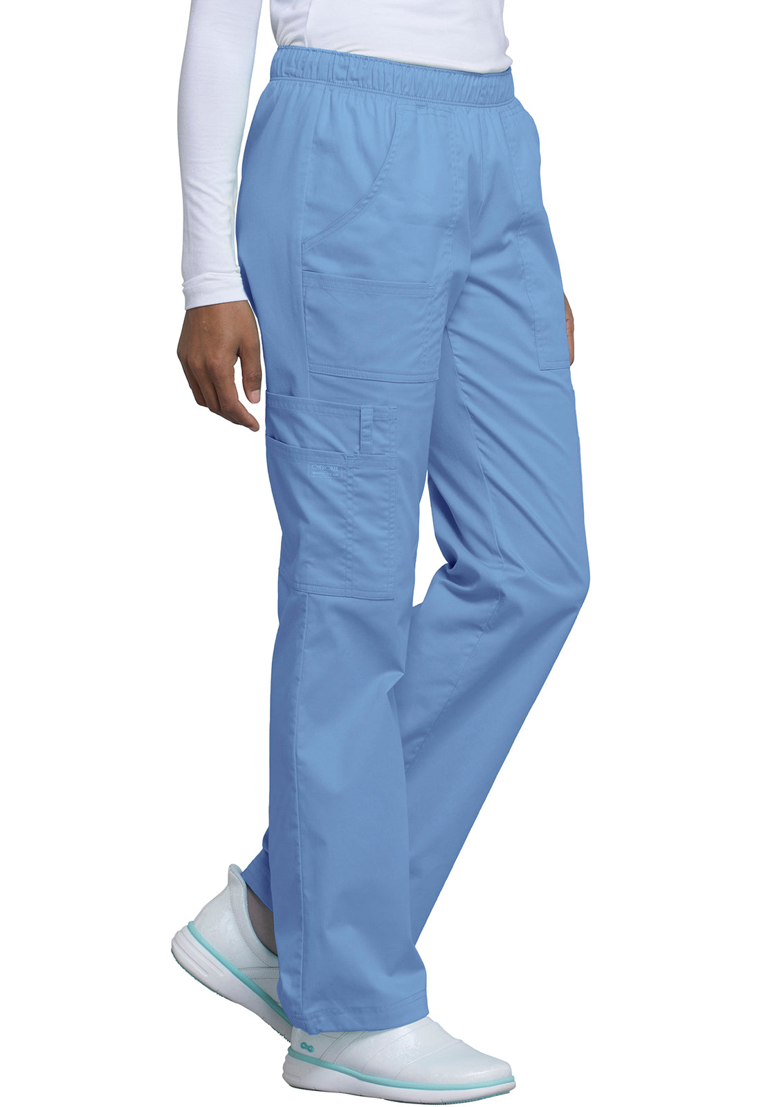 Workwear Core Stretch 4005 Women's Mid Rise Pull-On Cargo Scrub Pants Ciel