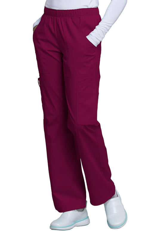 Workwear Core Stretch 4005 Women's Mid Rise Pull-On Cargo Scrub Pants Wine