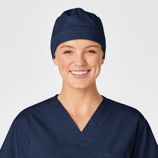 WonderWORK 400 Unisex Tie Back Scrub Cap Navy Model Image Front | Wink