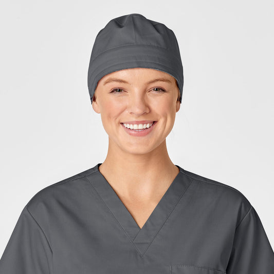 WonderWORK 400 Unisex Tie Back Scrub Cap Pewter Model Image Front | Wink